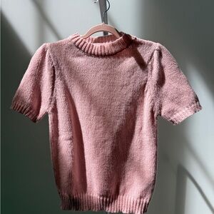 Amazon Women's Pink Short-Sleeve Crewneck Sweater